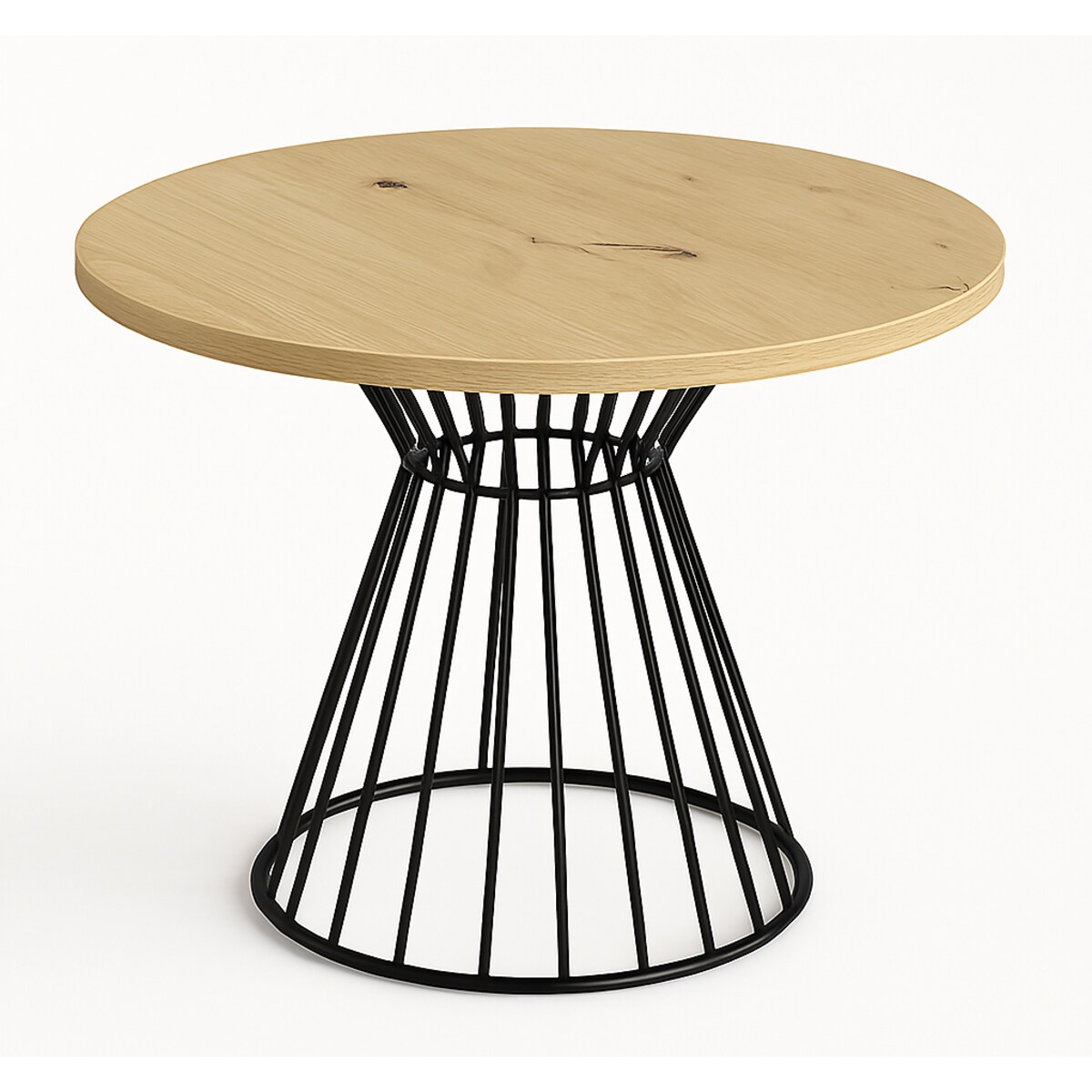 Okrągły stół Reo do salonu z metalową podstawą, blat 90 cm- dąb artisan