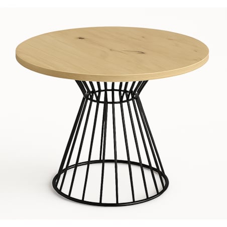 Okrągły stół Reo do salonu z metalową podstawą, blat 90 cm- dąb artisan