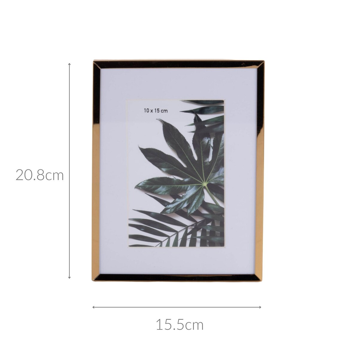 Metalowa ramka na zdjęcie, passe-partout, 20,8 x 15,5 x 1 cm, kolor złoty