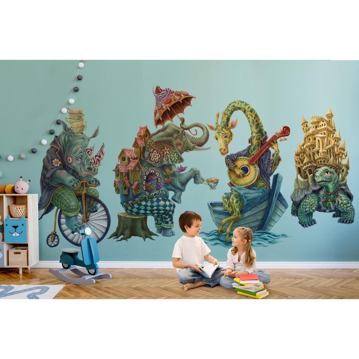 Zestaw naklejek na ścianę, Bajkowe stworzenia, 80cm