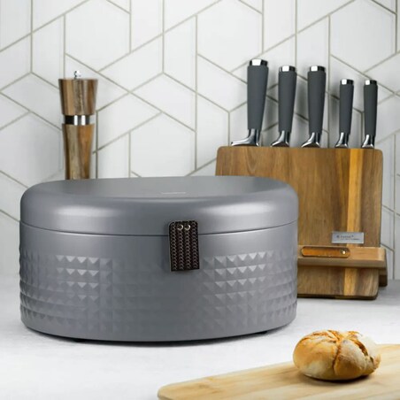 Chlebak stalowy Pojemnik na chleb pieczywo bułki szary KLAUSBERG