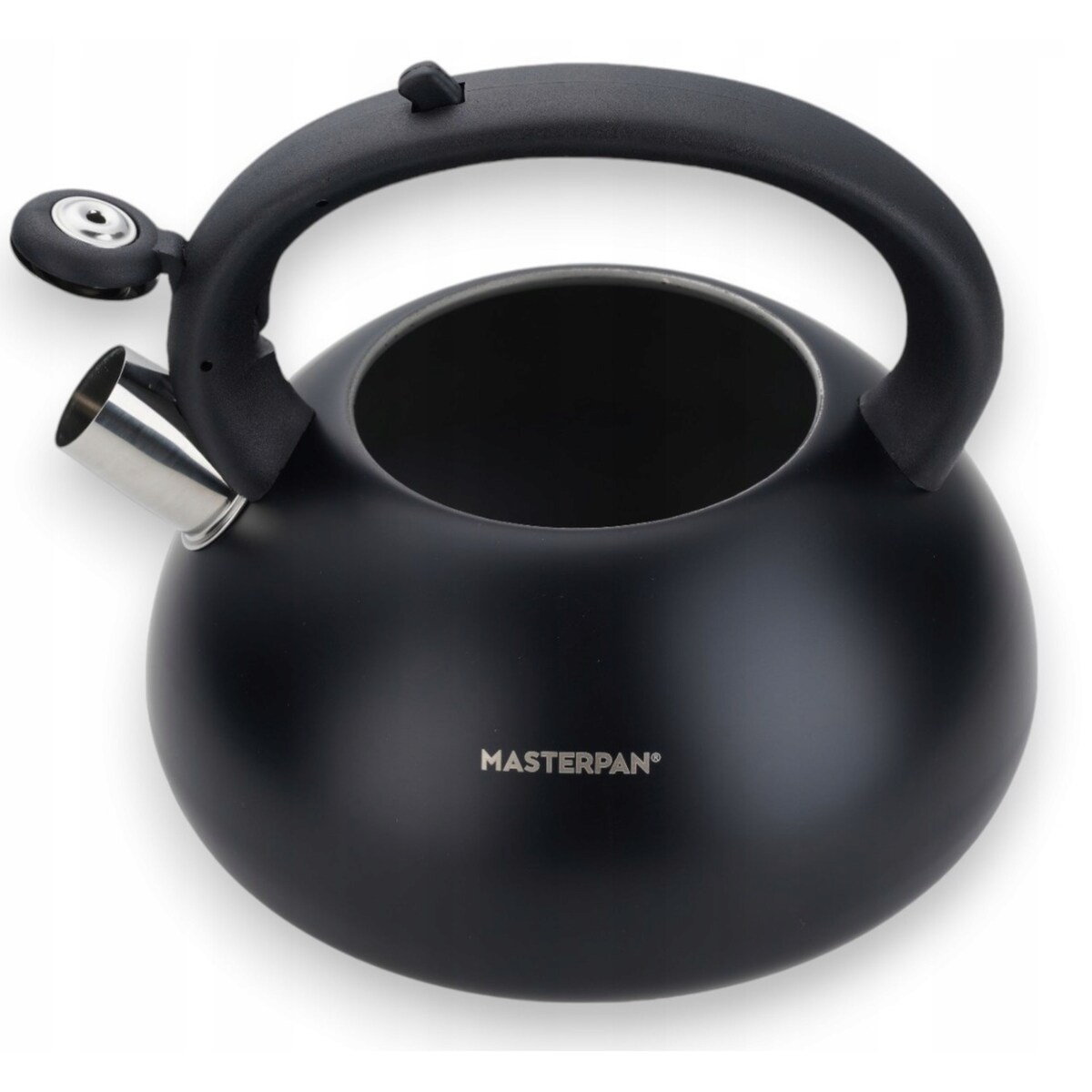 Duży Czarny Tradycyjny Czajnik Z Gwizdkiem Stalowy 3L Na Indukcję Gaz