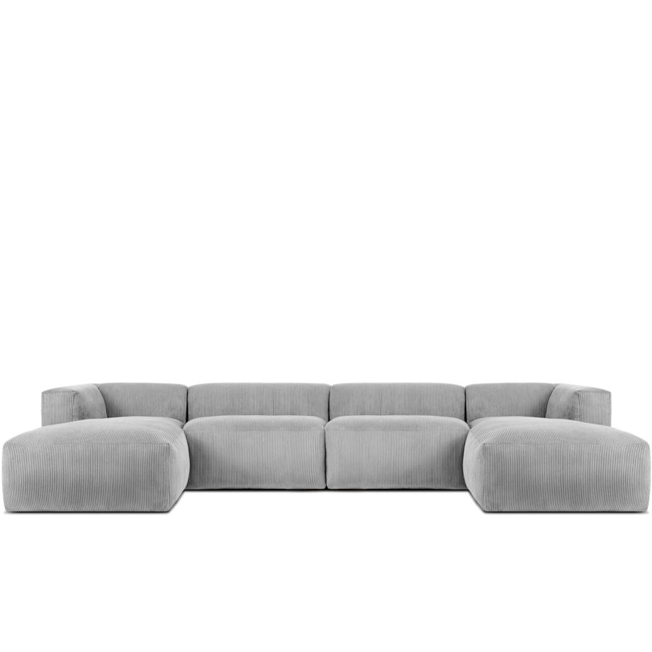 KONSIMO BUFFO 7/8-osobowa panoramiczna sofa narożna z wyjątkowo miękkim siedziskiem, kolor jasny szary