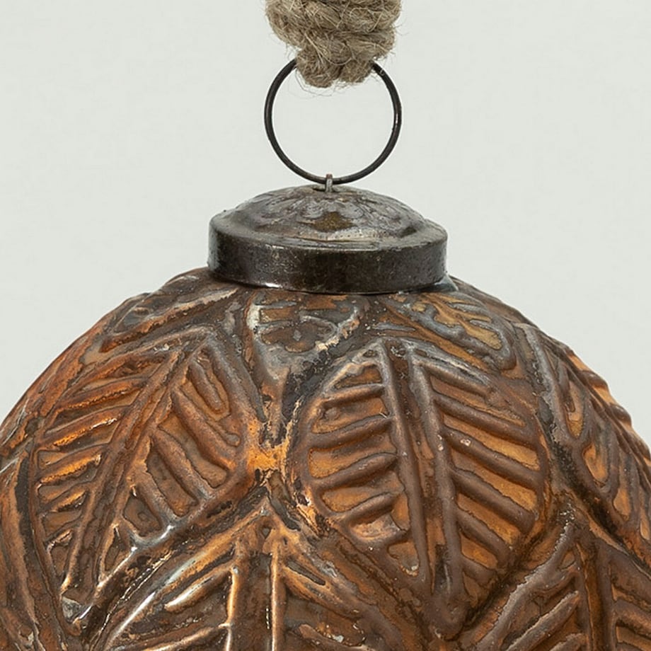 Bombka szklana Rustic Leaf I 10 cm boże narodzenie, święta, świąteczne, antyczny brąz-brązowy, 10x10x10 cm