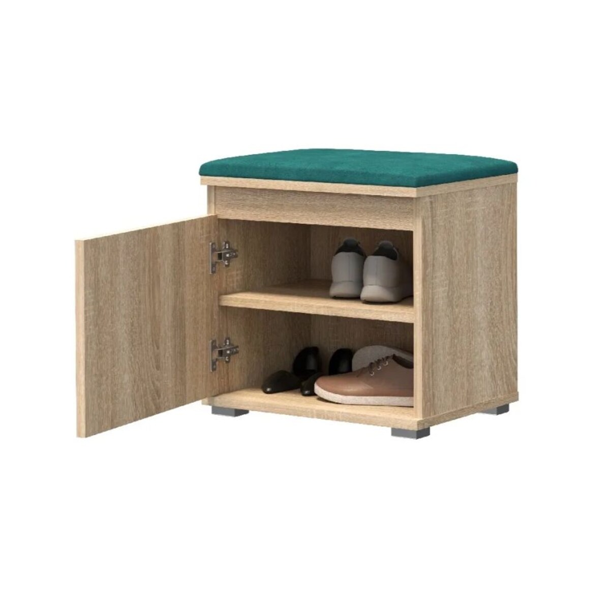 Szafka na buty z siedziskiem i wieszakiem SINGAPUR 50 dąb sonoma/zielona