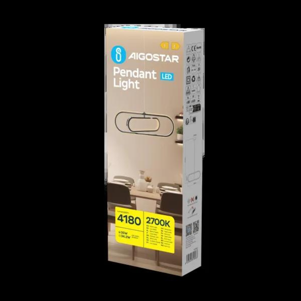 lampa wisząca led z metalu i silikonu, 35 w, 2700k owalna