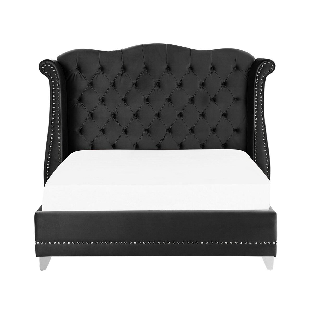 Łóżko welurowe 160 x 200 cm czarne AYETTE