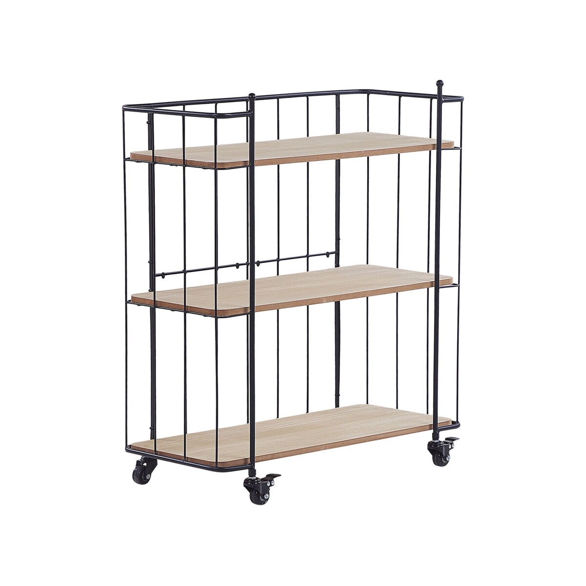 Metalowy wózek kuchenny 3-poziomowy jasne drewno z czarnym GABBS