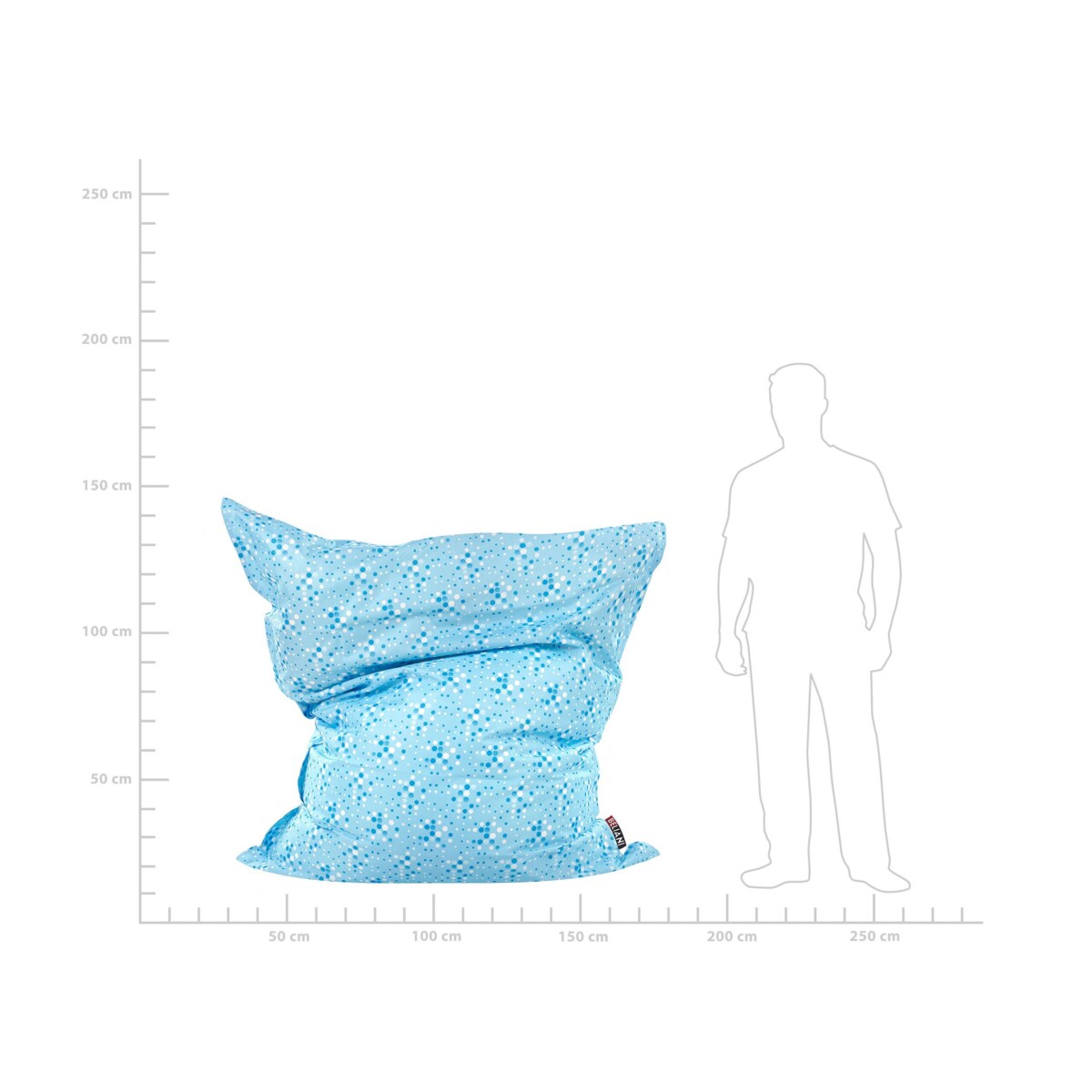 Pufa worek w kropki 140 x 180 cm błękitny