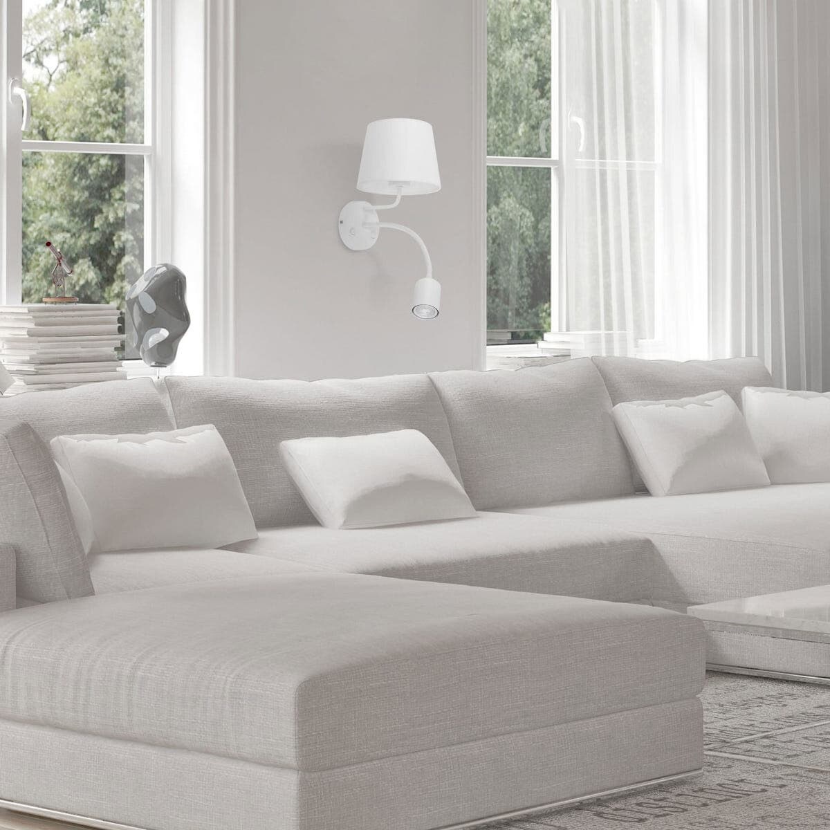 Lampa ścienna do czytania Maja 2535 TK Lighting abażur tkanina biała