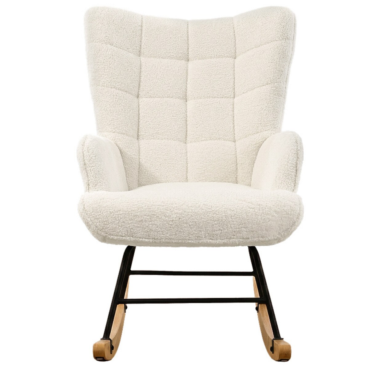 Fotel bujany tapicerowany baranek wygodny wypoczynkowy uszak salon beżowy