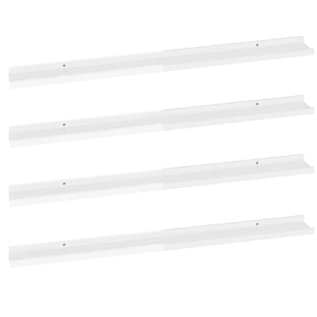 vidaXL Półki ścienne, 4 szt., wysoki połysk, białe, 100x9x3 cm