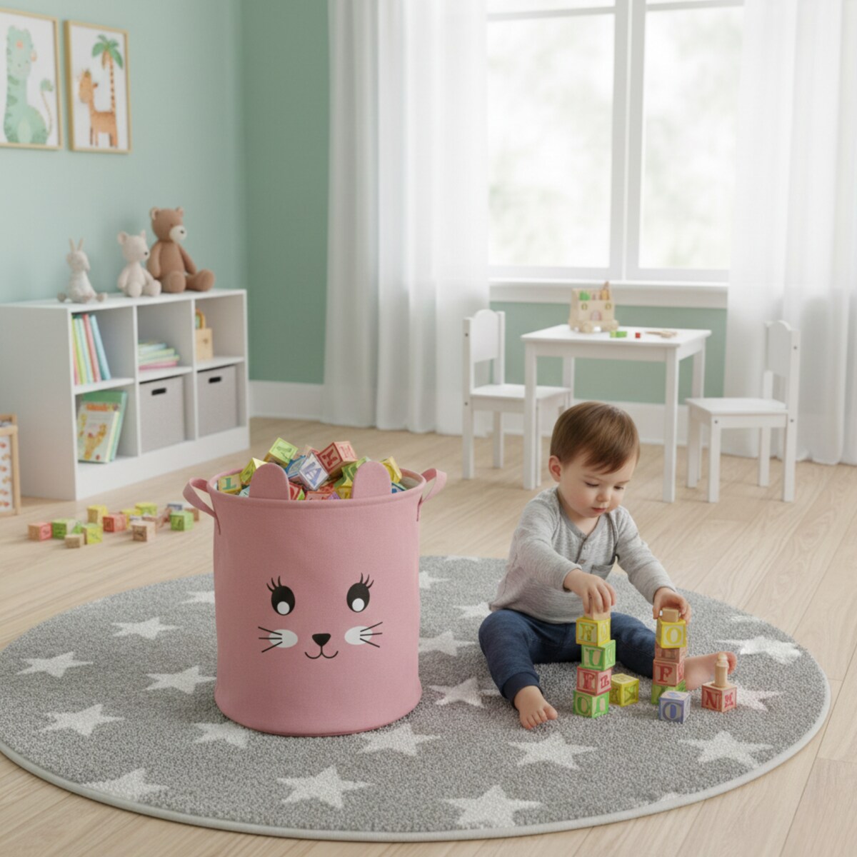 Kosz na zabawki klocki zamykany ze ściągaczem duży XXL organizer pojemnik