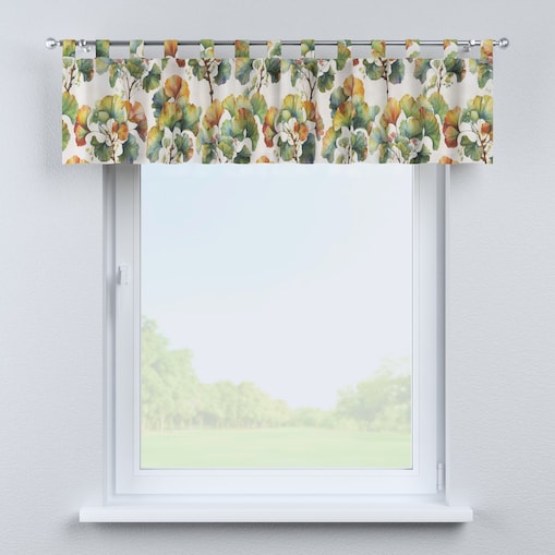 Lambrekin na szelkach 390x40 wielobarwne kwiaty na białym tle