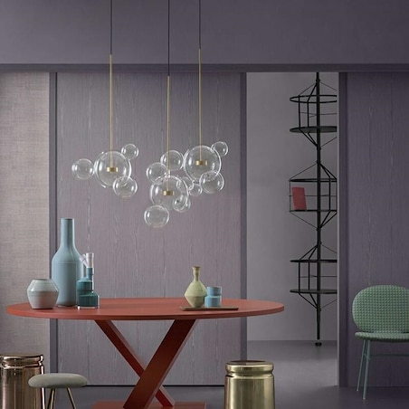 Jadalniana lampa wisząca LED 42W 3000K przezroczysta złota