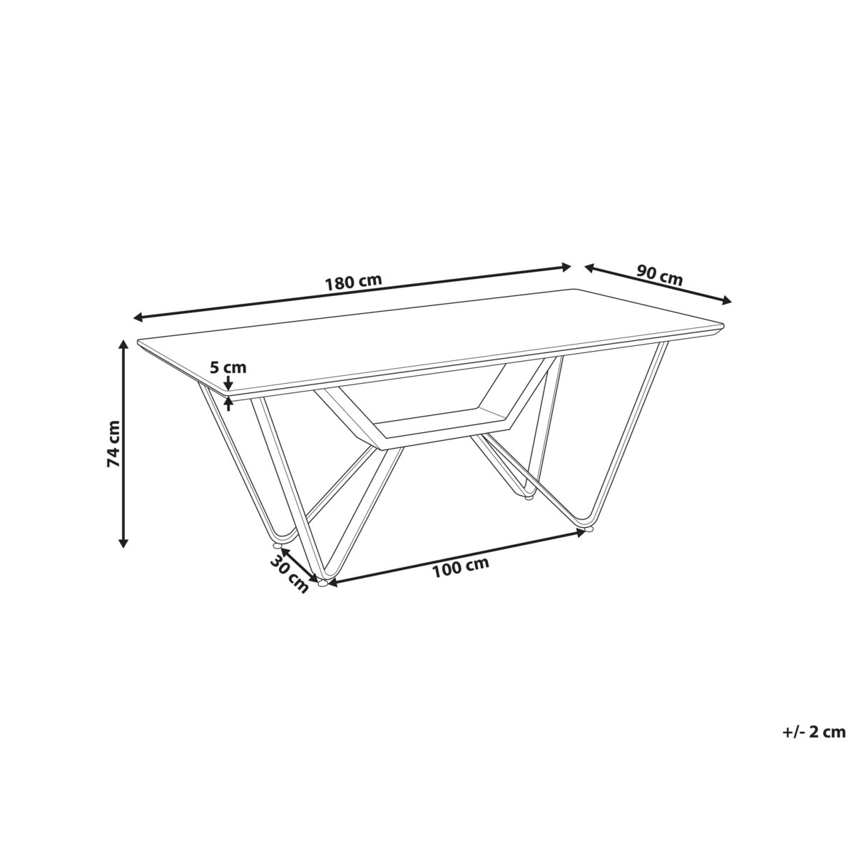 Stół do jadalni 180 x 90 cm efekt betonu z czarnym BANDURA