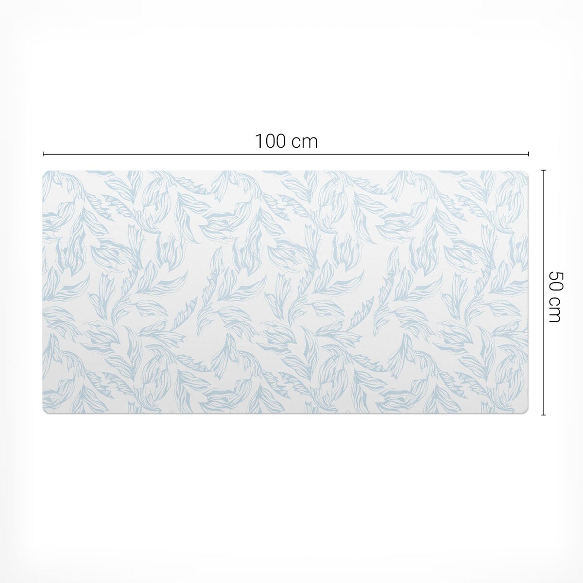Biała mata na biurko Delikatne liście, 100x50 cm