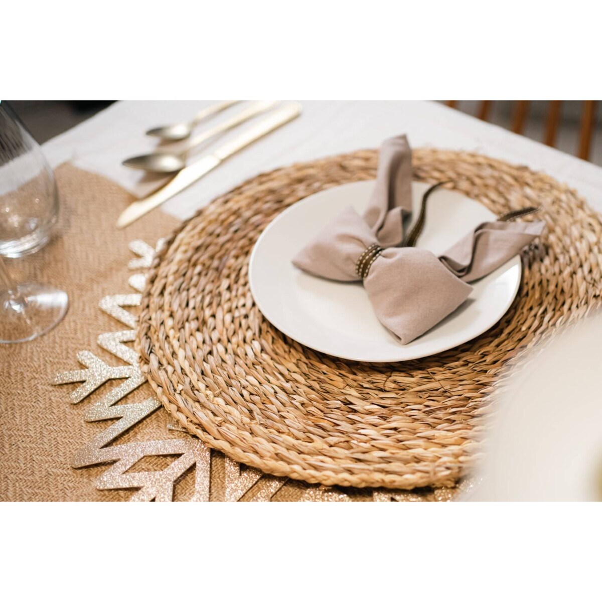 Podkładka na stół, pleciona z trzciny, Ø 38 cm