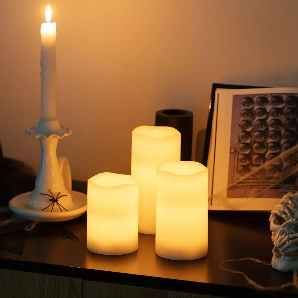 Zestaw 3 świec Libro ABR-SL-AA Abruzzo LED 1,8W bursztynowe światło na baterie biały