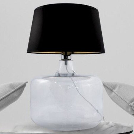Stojąca LAMPKA szklana BATUMI 5529BKGO Zumaline abażurowa LAMPA stołowa czarna przezroczysta