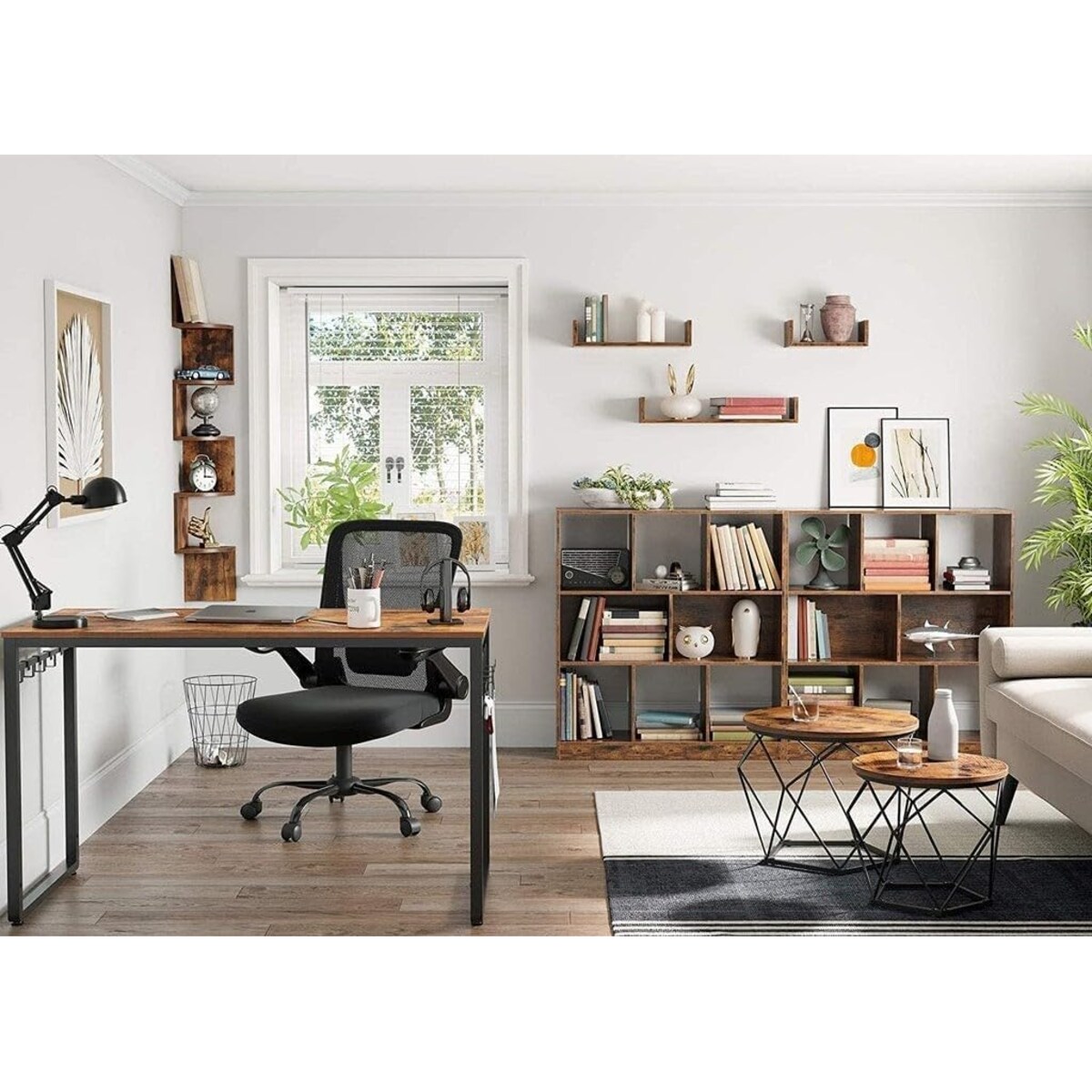 Stolik Kawowy 2Szt Rustykalny Brąz, Czarny