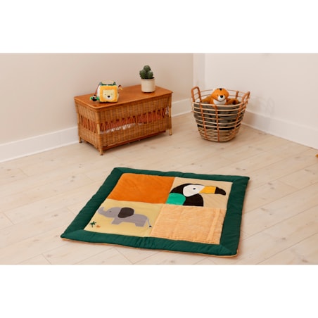 Dwustronna mata edukacyjna, patchworkowa - dżungla