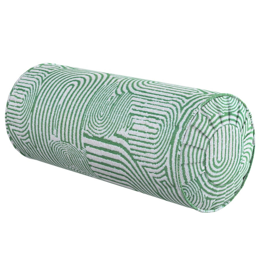 Poduszka wałek z zakładkami, miętowe łuki na kremowym tle, Ø20 x 50 cm, Cosy Home