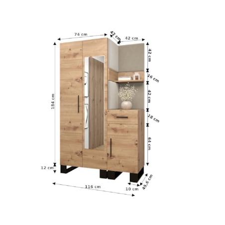 Garderoba do przedpokoju Abiks ARTIN 16 artisan+manila18