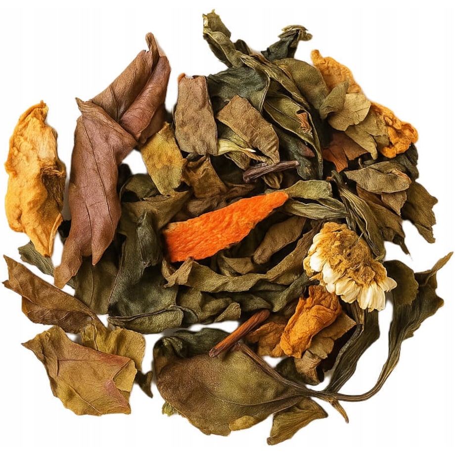 Herbata biała ZDROWIE rumianek kwiat dziewanny spirulina pomarańcza 60g