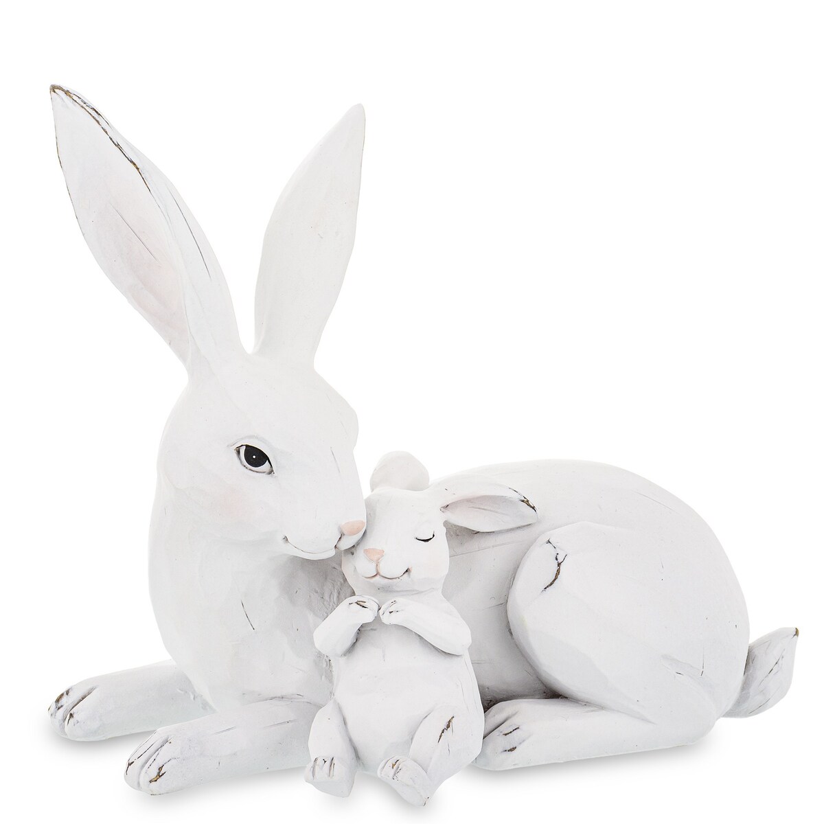 Dekoracja - 2 białe ZAJĄCZKI - mama z małym 20,5x22x13 cm