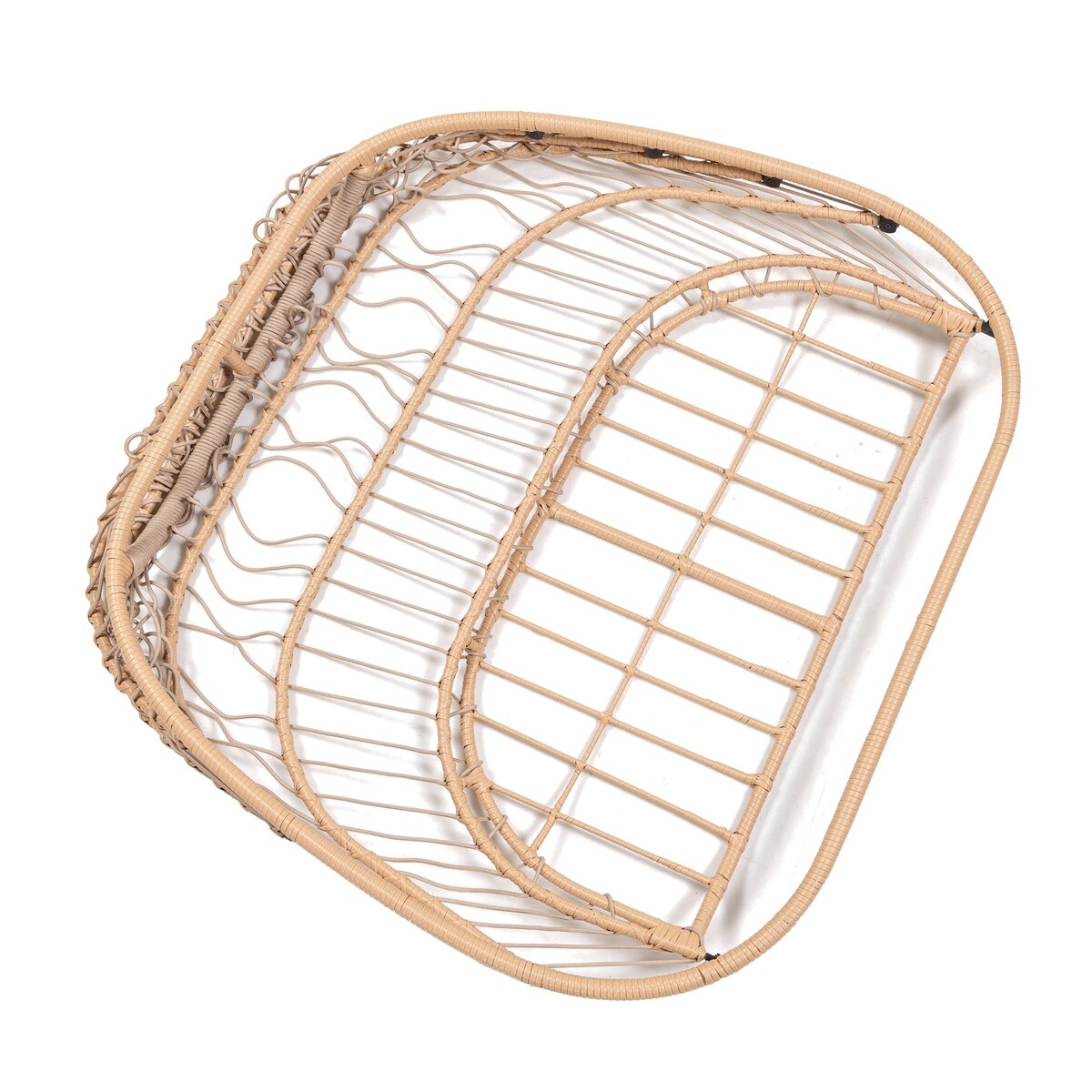 Fotel wiszący kokon, technorattanowy, kremowy, podwójny Hasi