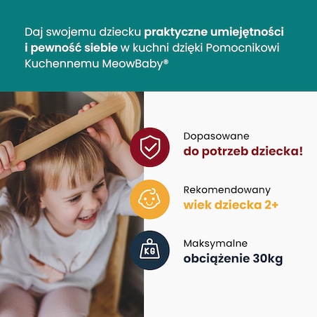 MeowBaby® Kitchen Helper Drewniany Pomocnik Kuchenny dla Dziecka, Czarny