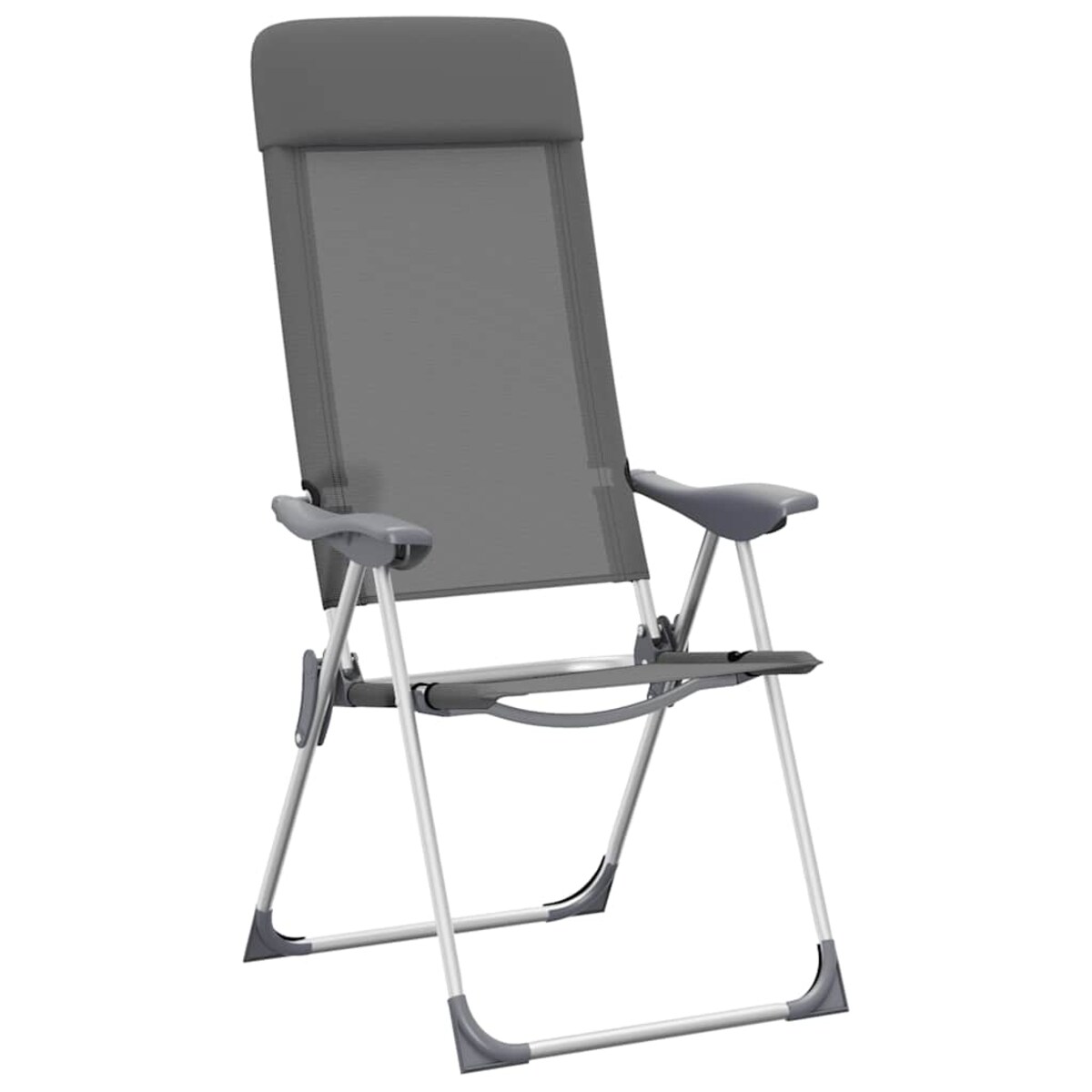 vidaXL Składane krzesła turystyczne, 2 szt., szare, aluminiowe