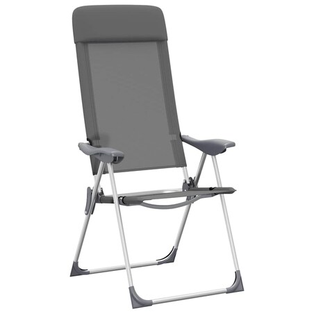 vidaXL Składane krzesła turystyczne, 2 szt., szare, aluminiowe