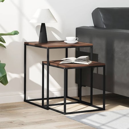 vidaXL Zestaw stolików kawowych 2 szt. materiał drewnopochodny i metal