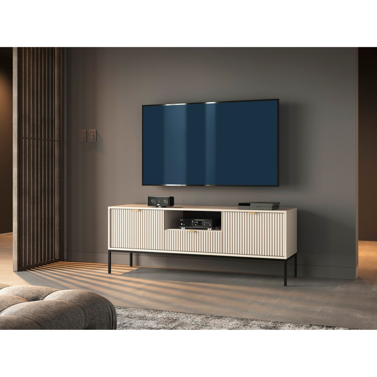 Szafka rtv do salonu NEW - kaszmirowa+ st. czarny