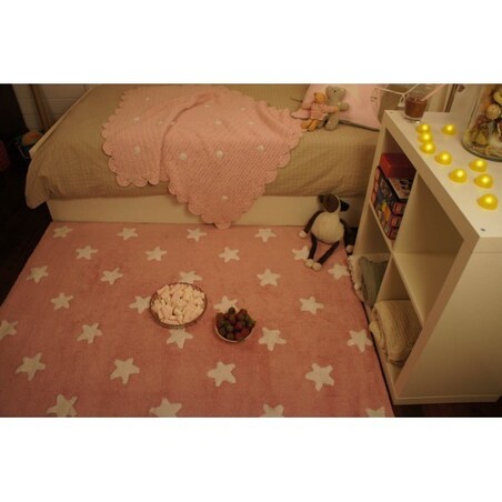 Dywan Bawełniany Pink Stars White 120x160 cm Lorena Canals