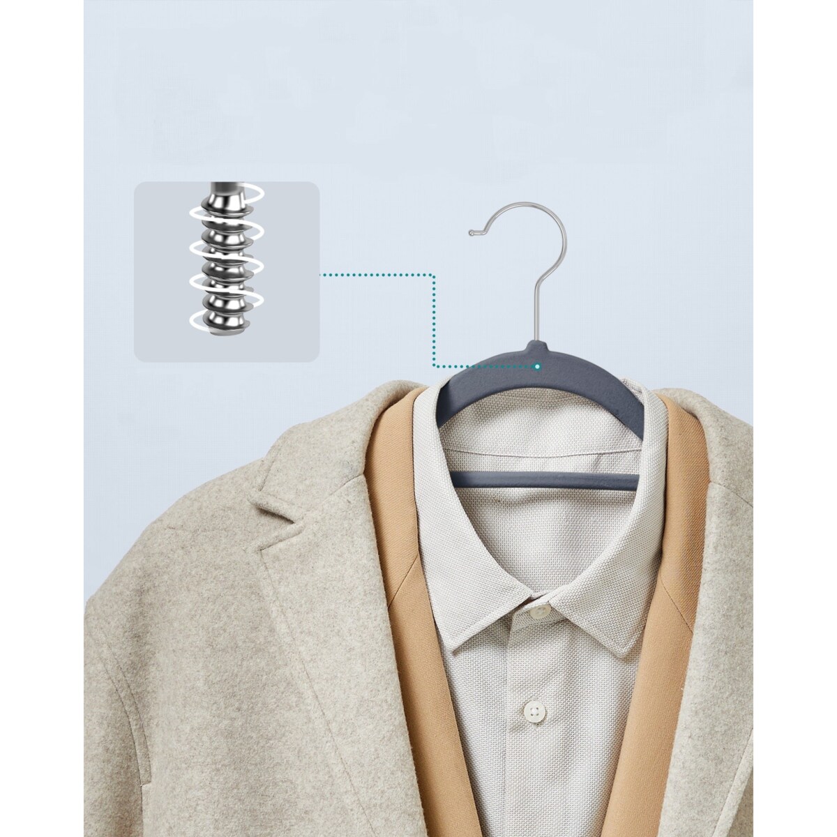 Zestaw 20 Sztuk Wieszaków Na Ubrania Szary