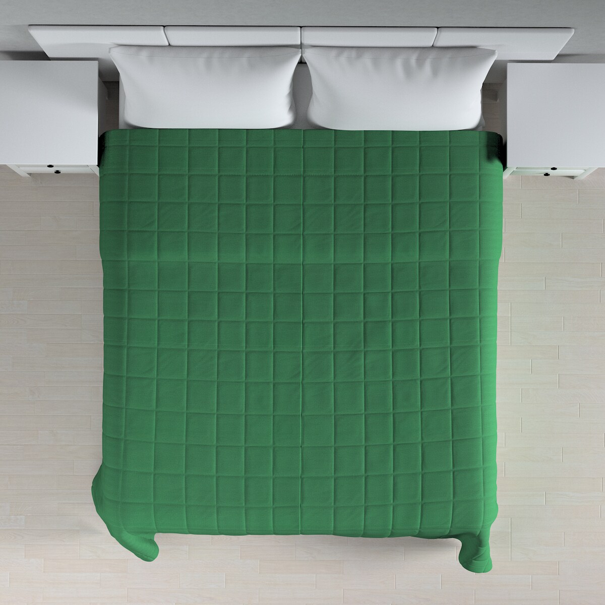 Narzuta pikowana w kratę 200x210 butelkowa zieleń