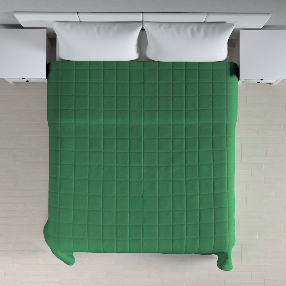 Narzuta pikowana w kratę 200x210 butelkowa zieleń