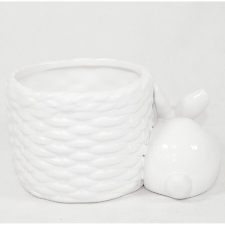 Odpoczywający przy koszyczku zajączek 8,5x16x11,5 cm RESTO