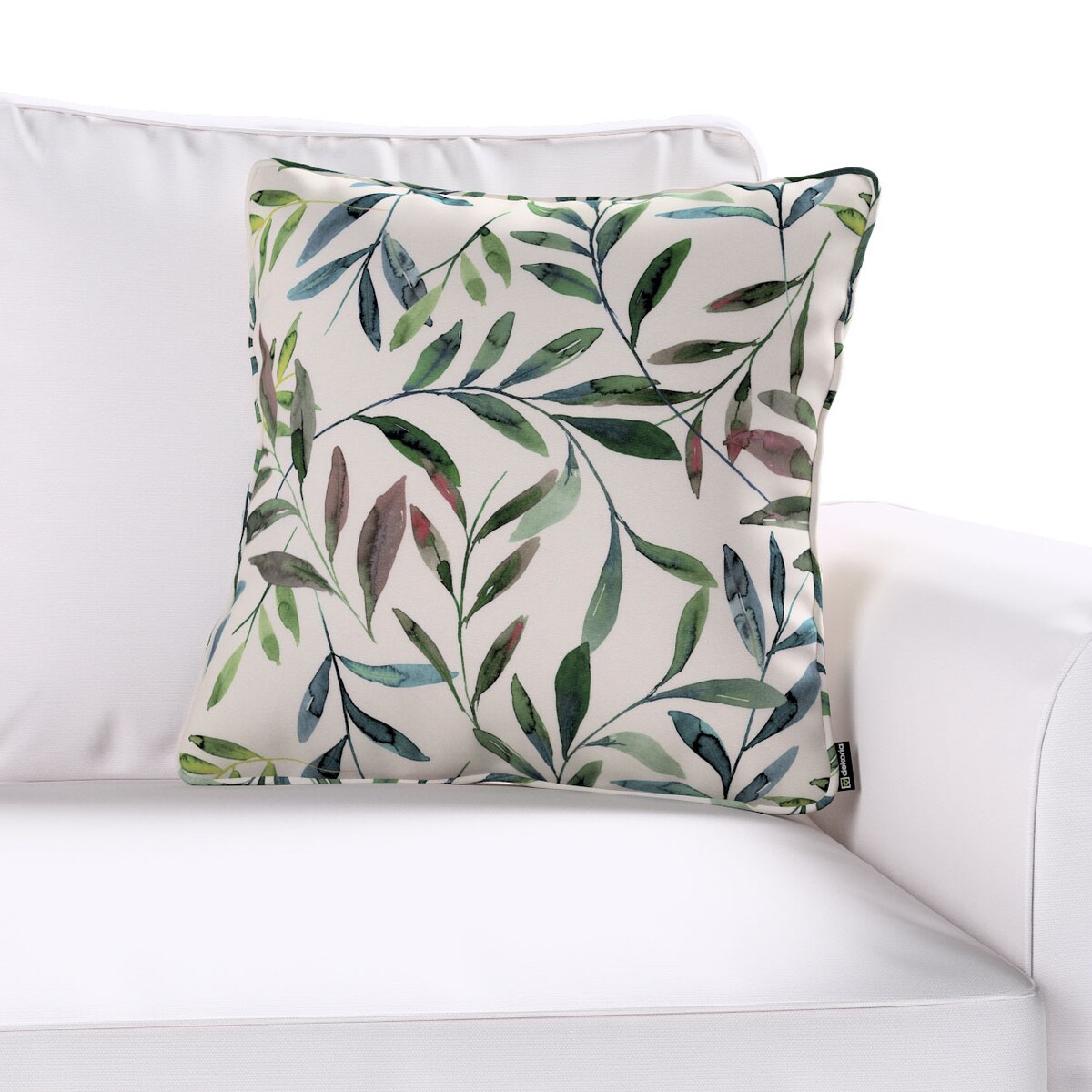 Poszewka Gabi na poduszkę 45x45 zielone gałązki na białym tle