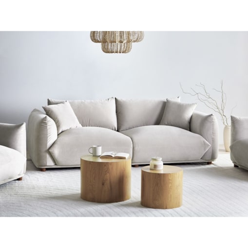 Sofa 3-osobowa welurowa beżowoszara LUVOS