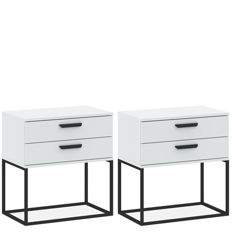 Konsimo RECTUS Zestaw stolików nocnych 2szt.w kolorze białym