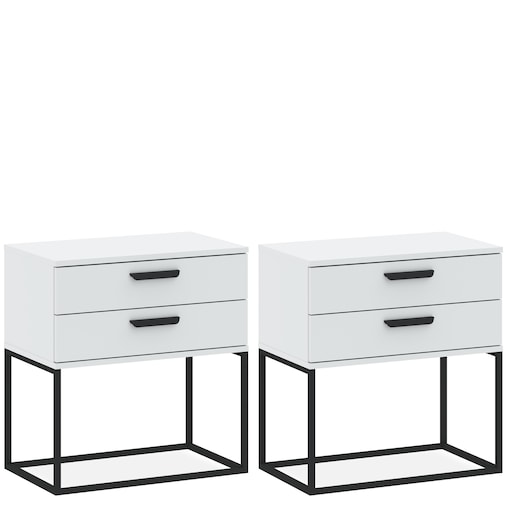 Konsimo RECTUS Zestaw stolików nocnych 2szt.w kolorze białym