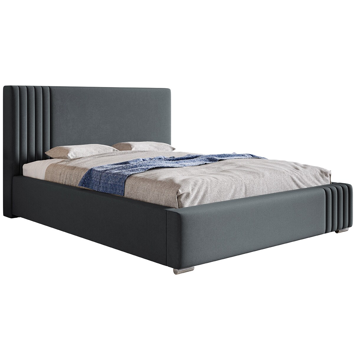 Łóżko sypialniane 200x200 BEN 13 z pojemnikiem- grafitowe