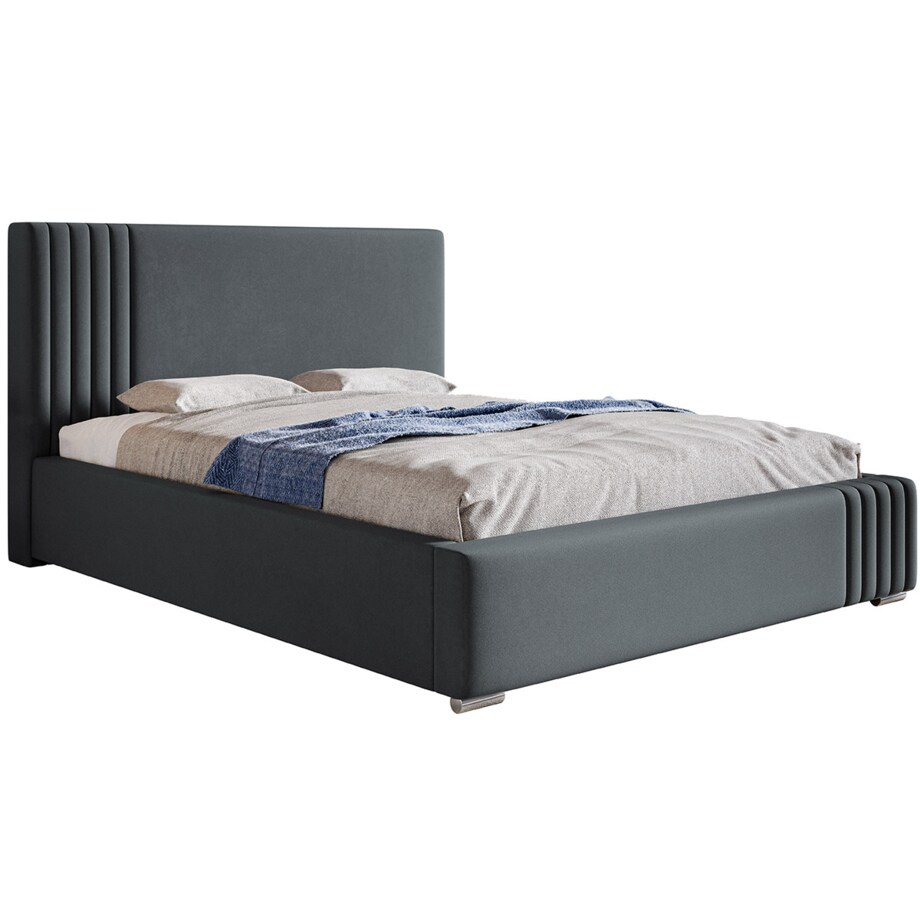 Łóżko sypialniane 200x200 BEN 13 z pojemnikiem- grafitowe
