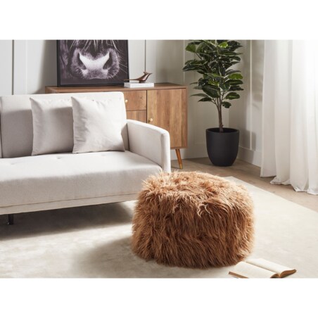 Puf futrzany 50 x 50 x 30 cm brązowy TUKKI