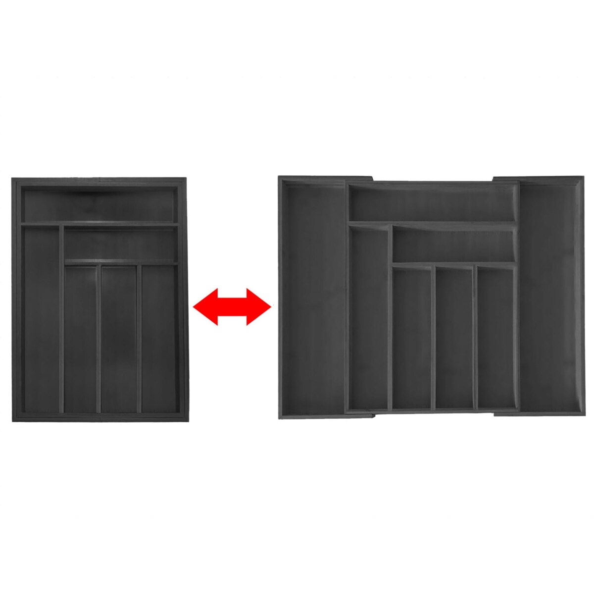 Wkład organizer do szuflady na sztućce rozsuwany czarny KINGHOFF