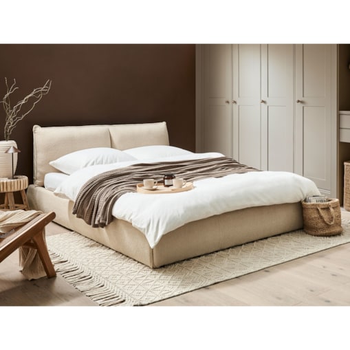 Łóżko Boucle VINAY 160 x 200 cm Jasnobeżowy